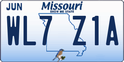 MO license plate WL7Z1A