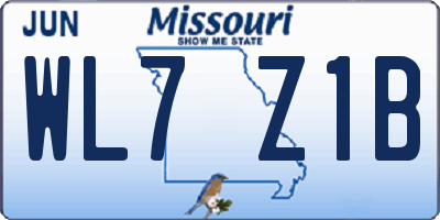 MO license plate WL7Z1B