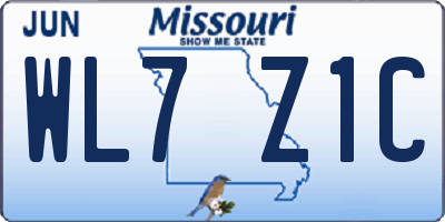 MO license plate WL7Z1C