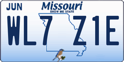 MO license plate WL7Z1E