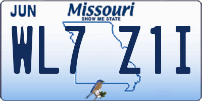 MO license plate WL7Z1I