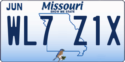 MO license plate WL7Z1X