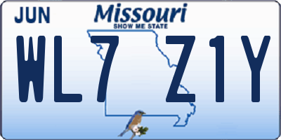 MO license plate WL7Z1Y