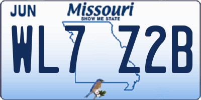 MO license plate WL7Z2B