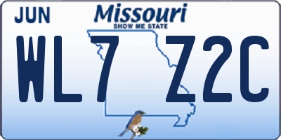 MO license plate WL7Z2C