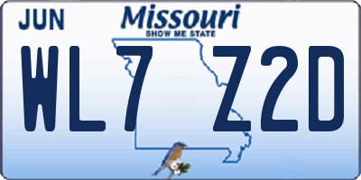 MO license plate WL7Z2D
