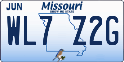 MO license plate WL7Z2G