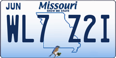 MO license plate WL7Z2I