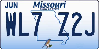 MO license plate WL7Z2J