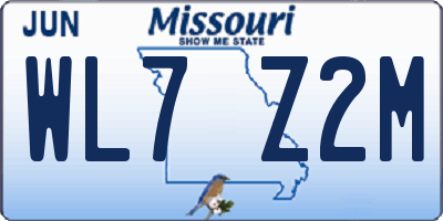 MO license plate WL7Z2M