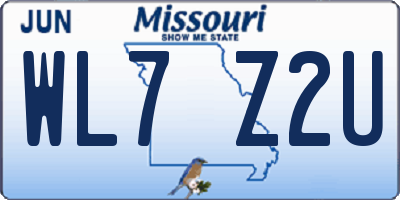 MO license plate WL7Z2U