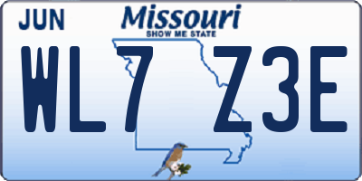 MO license plate WL7Z3E