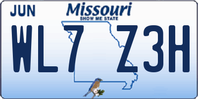 MO license plate WL7Z3H