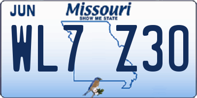 MO license plate WL7Z3O