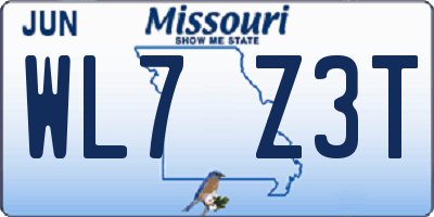 MO license plate WL7Z3T