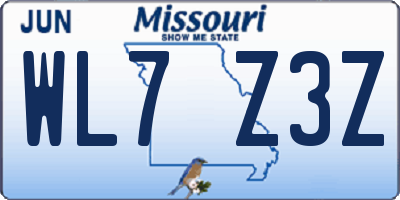 MO license plate WL7Z3Z