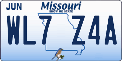 MO license plate WL7Z4A