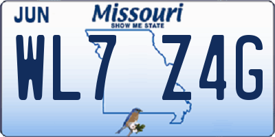 MO license plate WL7Z4G