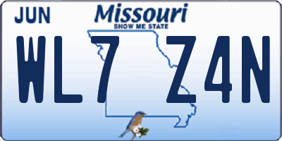 MO license plate WL7Z4N