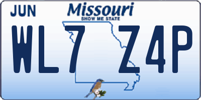 MO license plate WL7Z4P