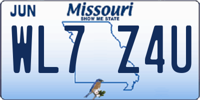 MO license plate WL7Z4U
