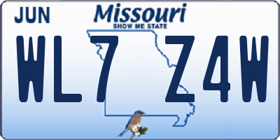 MO license plate WL7Z4W
