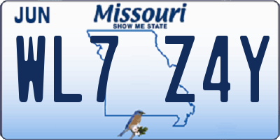 MO license plate WL7Z4Y