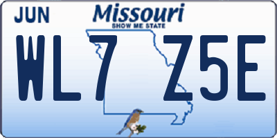 MO license plate WL7Z5E