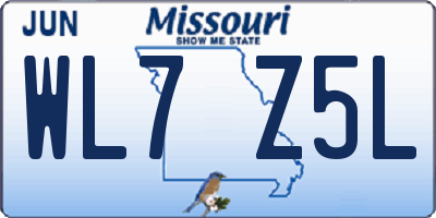 MO license plate WL7Z5L