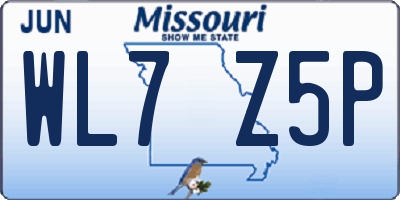 MO license plate WL7Z5P