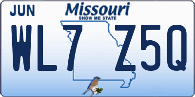 MO license plate WL7Z5Q