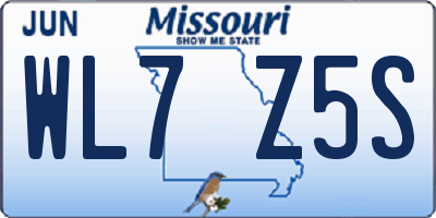MO license plate WL7Z5S