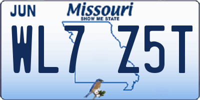 MO license plate WL7Z5T