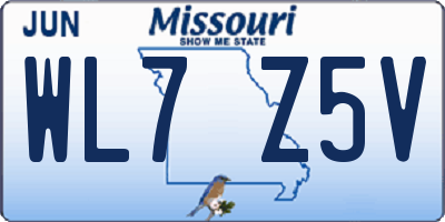 MO license plate WL7Z5V