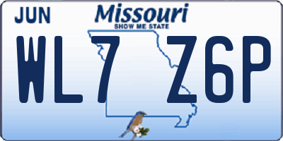 MO license plate WL7Z6P