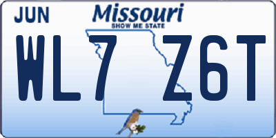 MO license plate WL7Z6T