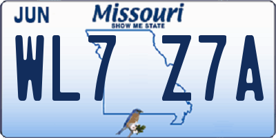 MO license plate WL7Z7A