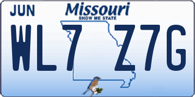 MO license plate WL7Z7G