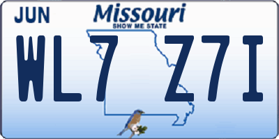 MO license plate WL7Z7I