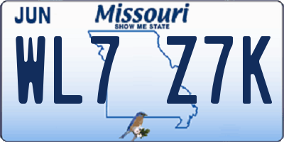 MO license plate WL7Z7K