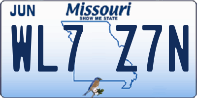 MO license plate WL7Z7N