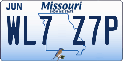 MO license plate WL7Z7P