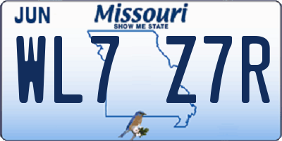 MO license plate WL7Z7R