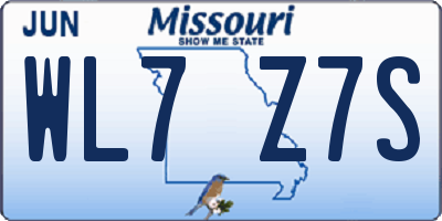 MO license plate WL7Z7S