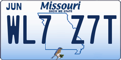 MO license plate WL7Z7T