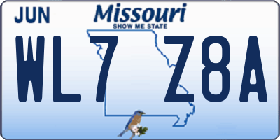 MO license plate WL7Z8A