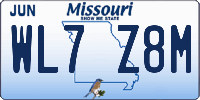 MO license plate WL7Z8M