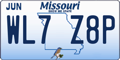 MO license plate WL7Z8P