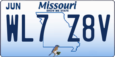 MO license plate WL7Z8V