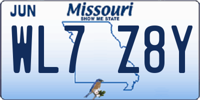 MO license plate WL7Z8Y